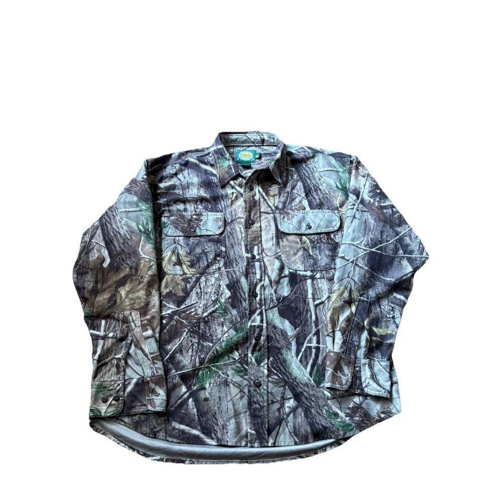 Vintage Cabelas Camouflage Button Down Shirt Mens Large Realtree Hunting Camo
